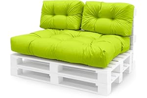 Spatium Cojines para pales europalé palets Funda desenfundable, Impermeable Manzana Verde 3-Piezas Set
