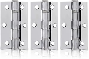 XFORT 3 inch (75mm) Polished Chrome Ball Bearing Hinges, Steel Door Hinge for Wooden Doors (1.5 Pairs)