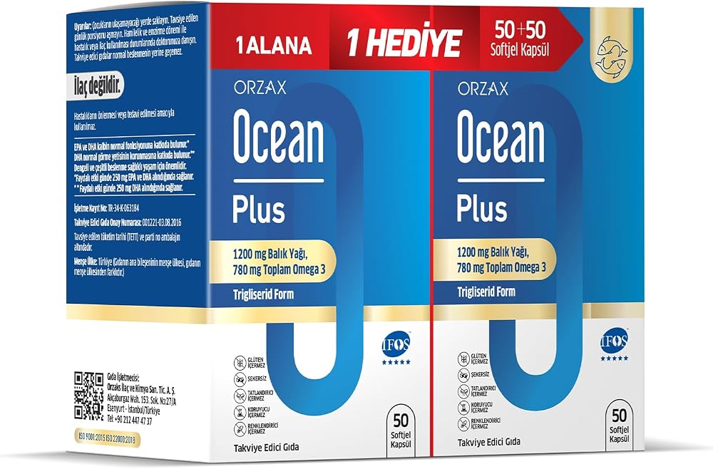 Ocean Plus 1200 Mg Omega3 Balık Yağı 100 Kapsül | Gıda takviyesi