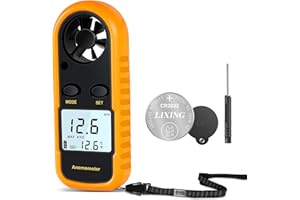 RUZIZAO Handheld Anemometer, Digital Wind Speed Meter Air Flow Velocity Tester for Measuring Wind Speed Temperature and Wind Chill, Portable Wind Gauge for HAVC Drone Sailing Fishing(LCD Backlight)