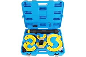 TECPO McPherson Federspanner Satz Universal Spannkraft 1050 kg, max. Spannweite 300 mm, 3 Spannkopfpaare (70-190 mm), mit Schutzbacken und Distanzstück 30 mm geeignet für Audi, BMW, Toyota, VW, Opel