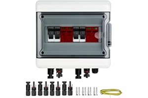 GTYORUS Überspannungsschutz PV Solar Blitzschutz 2P DC 1000V,IP65 Wasserdichtes PV Anschlusskasten DC 1000V 32A Sicherungskasten,2 String 9 Module für PV Anlage Photovoltaik (2 in 2 out)