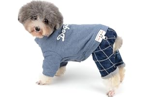 Zunea Petit chien combinaison manteau d'hiver chaud vêtements chiot vêtements vêtements vêtements pull en coton jean pantalon quatre pattes costume pour animaux domestiques chiens chats bleu M