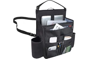 Luxja Car Seat Storage Organiser, Car Seat Organiser Front, Car Seat Back Storage Bag with Laptop & Tablet Storage, Black