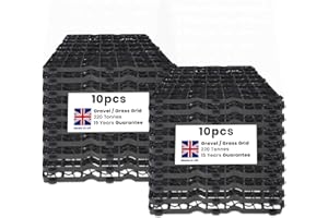 NEAT. Plastic Shed Base - Sturdy Driveway Grids and Lawn Mats, Gravel Grid Grass Mat Combo, UK-Made Grass Grids, Garden Path Ground Matting for Gravel Stabiliser, Rubber Grass Mats, Pack of 20