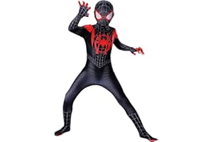 MODRYER Costume Spiderman Avengers Miles Morales Cosplay Combinaison unisexe super-héros pour Halloween fête costumée Lycra Spandex Zentai (enfants/XL/140 cm, Miles Morales)