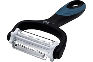 NEEZ Pelapatate (3 Rotanti Lame) - Affettatore, Julienne e Spirale per Patate, Carote, Frutta, Zucca, Pomodori, Manico Antiscivolo, Professionale Sbuccia, Multifunzione Pela Verdure