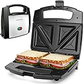 Aigostar Lamo Sandwich Maker, 800W, Non-Stick Coating, BPA Free, Triangular Shaped Plates, LED Indicator, Cool Touch Handle,