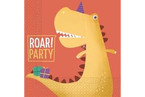 Procos 10067622 90248 - Servietten Dinosaurier, 20 Stück, Größe 33 x 33 cm, Papierservietten mit Motiv, Dinos, Roar Party, Tischdekoration, Mundtuch