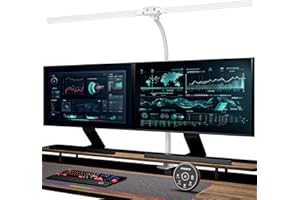 EYOCEAN Lampa biurkowa z podwójną głowicą zaciskową 24 W, 80 cm, lampa biurkowa z pilotem, 5 temperatur barwowych i regulowana jasność, ochrona oczu, biała
