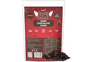 No Guilt Bakes | Sugar Free Luxurious Belgian Dark Chocolate Chips | Keto Friendly | No Added Sugar | Authentic Disc Shaped Delight | Low Carb Indulgence | 210g Resealable Pouch