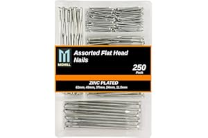MIDHILL® 250pk Assorted Nails for Wood – Iron Nails for Hanging Pictures | Long, Medium and Small Wall Nails for DIY and Crafts, Home Décor, Woodwork, Furniture and Construction