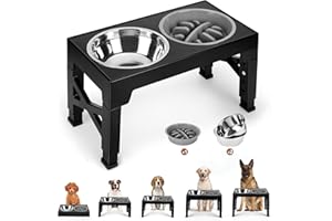 Tivifore Ciotole Rialzate per Cani, Porta Ciotole 4 Supporti Regolabili in Altezza con Ciotole in Acciaio Inossidabile e Ciotola Cane ad Alimentazione per Cani Gatti di Piccola Taglia Media Grande