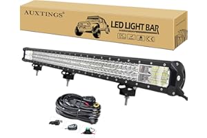 AUXTINGS 86 cm 34 pollici 468W LED Light Bar Triple Row Spot Flood Combo Beam Off Road Lights Faro da lavoro impermeabile con cablaggio per camion Jeep SUV ATV UTV Boat Lights, 12V 24V