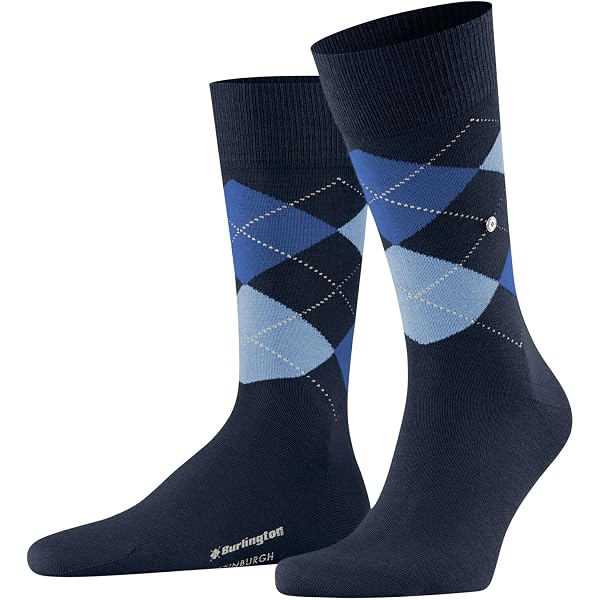 Burlington Preston Calzini Uomo Fantasia Argyle - Morbidi, Spessi, Cuciture Piatte - 1 Paio Taglia Unica (40-46 / 46-50)