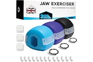 Lock N Stock Jaw Exerciser, Trainer for Jawline - Pack of 3 - Three Levels Of Resistance - Build & Chisel Your Jawline Jawz Includes 12 FREE Extra Biting Strips & 3 Necklaces (UK)