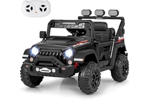 RELAX4LIFE Macchina Elettrica per Bambini 12 V con Telecomando,Porta USB, Musica e Luci, Avvio lento, 3 Velocità Regolabile 3-6 km/h, per 3 Anni+, Carico 30 kg,Avanti/Indietro/Destro/Sinistra (NERO)