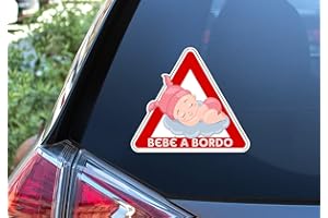 CRISPHY Adesivo in vinile per bebè a bordo, Baby on Board. Adesivo in vinile per auto. Niña 16x18cm Nero