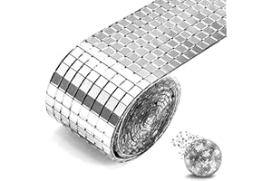 1464 pcs Miroirs Carreaux de Mosaïque Carrés Verre, Auto-Adhésif Mini Carré Miroirs en Verre Tuiles pour pour Cuisine, Salle de Bain, Restaurant, Hôtel, Bar, 5x5mm