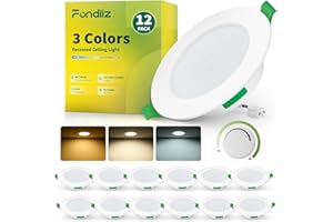 ‎FONDIIZ Fondiiz 12er Set LED Einbaustrahler 230V Dimmbar, 6W 700LM LED Spots Warmweiß 2700K Neutralweiß 4000K Kaltweiß 6000K, IP44 Deckenspots 98mm für Badezimmer Wohnzimmer Küche, Weiß