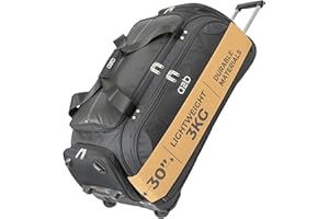 A2B Lightweight Roller Holdall with Wheels - Durable Duffle Bag | Versatile Travel Holdall, Mobile Gym, Sport, Tool, Ice Skate and Cricket Bag | Sturdy Wheeled Duffel AB005 (Large 30")