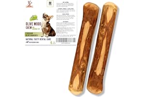 Matchpet Olive Wood Chew Stick for Dogs M — 2 Pack Durable Splinter-Free Olivewood Dog Bone Chewing Stick for Medium Dogs & Aggressive Chewers 14–25 kg, Natural Dental Care, Long-Lasting Dog Toy