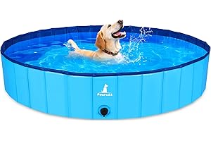 Pourbibi Hundepool 120 x 30 cm für Große Hunde,Kinder Robuster Faltbarer Hunde Pool mit Anti-Rutsch Design, XL-Hundeplanschbecken für Garten,Terrasse Wasserspielzeug für Hunde und Kinder, Sicher
