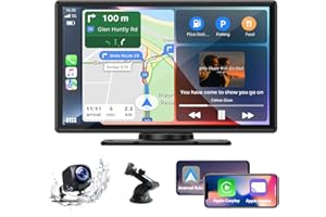 EYETOO Wireless Car Stereo for Apple Carplay Android Auto, 9 Inch HD IPS Touchscreen Portable Car Radio Receiver with Rear Backup Camera, Bluetooth 5.0, Hands-Free Calling, Siri, AUX/FM, GPS, Airplay