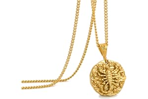 Speroto Zodiac Necklace - Stainless Steel 12 Constellation Necklace for Men/Women Gold/Silver Plated Matching Necklaces - Horoscope Astrology Embossed Pendant Necklace - Gifts for Women Men