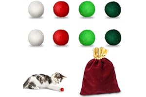 ROSAUI Cat Toys 8 Wool Felt Ball Cat Toys with Storage Bag - Cat Gift for Your Feline Friend