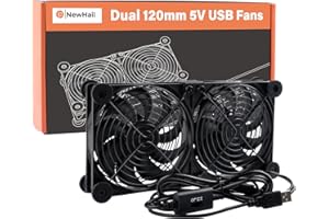 NewHail Ventola silenziosa 2 in 1 Dual Router 120 mm con regolatore di velocità a 3 gradi (L/M/H), DC 5 V, USB Powered Cooling Case per router, modem, ricevitore, DVR, PlayStation, TV Box