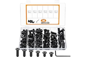 BJBJJIU Dado manicotto M8, 90 pezzi Dadi a manicotto, Dadi a esagono incassato, Dadi esagonali per l'assemblaggio di mobili, Divani, acciaio al carbonio (M8 nero)