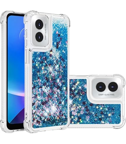 YUEQIAN Glitzer Hülle Für Motorola Moto G55 5G - Transparent Mit Pailletten, Ringständer & Stoßfestem TPU In Lila