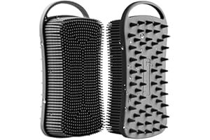 YEADMAL Dual-use Silicone Body Scrubber with Scalp Massage Shampoo Brush Exfoliating Bath Body Brush Gentle Silicone Shower Scrubber, Lather Well for Shower Gel/Soap/Body Wash (Black)