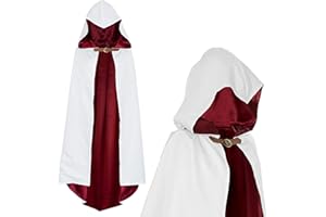 PAPAPANDA Capucha Capa para Guerrero Asesino Disfraz Blanco Rojo para Adultos y Niños (110cm)