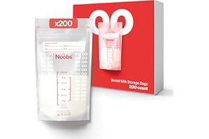 200 Count Economy Jumbo Pack Breast Milk Storage Bags by Love Noobs, 7 OZ, PRE-STERILIZED, Self Standing Milk Storage Bags Breastfeeding, BPA-Free, Leak Proof Double Zipper, Breastmilk Freezer Bags