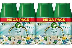 AIRWICK Air Wick Automatic Air Freshener Freshmatic Spray Refills, Fresh Spring Oasis, Pack 4 x 250ml, Natural Essential Oils, Last up to 280 days, Air freshener