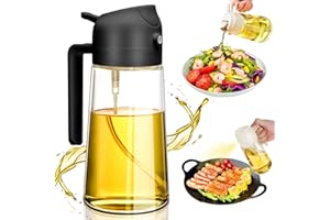 Whaline chimoo Oil Sprayer for Cooking Oil, 2 in 1 Oil Spray Bottle 470 ml Oil Sprayer for Hot Air Fryer Glass Oil Sprayer Can Oil Spray and Pour for Cooking, Grilling, Kitchen, Hot Air Fryer, Baking,