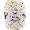 NESTNHAVEN Creative Cotton T-Shirt Yarn Carpet, Knitting Yarn for Hand Knitting DIY Bags, Baskets, Blanket, Cushion Crocheting Projects 200 GMS (Off-White)