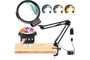 NZQXJXZ 10X 30X Loupe avec Lumière et Serrer, Lampe Loupe Éclairée à 36 LED, 3 Modes de Couleur, Lampe de Bureau Loupe Mains Libres pour la Lecture, l'Artisanat, Les Loisirs, Le Travail de Près