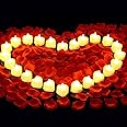 cridoz 2000 Pieces Artificial Rose Petals with 24 Pieces LED Tea Lights Candles, Romantic Decorations Special Night Set for Romantic Night, Valentine's Day, Wedding Anniversary or Table Décor