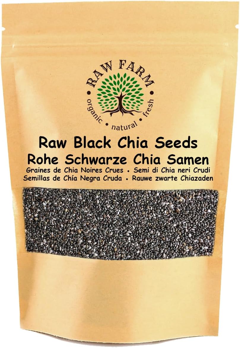 Raw Farm - Graines de chia noires crues 1 kg - Graines entières - Naturelles et non transformées - Ingrédient polyvalent pour cuisine et pâtisserie