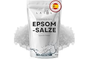 LAIOL Epsom Salz 500 g – Reines Bittersalz mit Magnesium - Badesalz für Bad & Fußbad – Muskelentspannung, Detox & Stressabbau – Ideal für Aromatherapie & Spa zu Hause (Neutral)