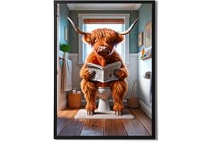 State Media Vision Poster A3 sans cadre Motif vache des Highlands sur les toilettes 29,7 x 42 cm Impression murale de salle de bain (vache des Highland sur les toilettes 2, impression A3 uniquement)