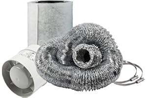 Cultivalley Mini Klima-Set - 105m? Rohrl?fter & 160m? Aktivkohle-Filter 100mm ? - Abluftset f?r kleine R?ume zb. Growzelt Homebox Darkroom Hydroshoot Grow-Room