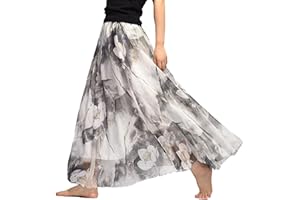 Elonglin Femmes Jupe Midi Courte Evasée en Polyester Rétro Jupe Patineuse Basique Plissée Jupe A-Line Vintage Taille Haute Tutu Uni Simple avec Deux Poches