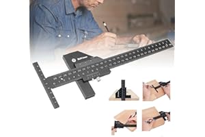 HEZHU Holzbearbeitung T Lineal Anreißlineal Tischler Winkellineal Winkelmessgerät Markierungslineal Multifunktions Holzbearbeitungswerkzeug Lineal für die Werkstatt Heimwerker Werkzeugkasten