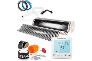 Termofol Elektrisk golvvärmefolie 230 V – med termostat H1 vit – effekt 140 W/m2, yta 24 m², golvvärme, elektrisk, komplett s