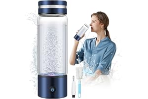 IUHFSIFS Bouteille d'eau hydrogène 2025 【Nouvelle technologie SPE PEM】【Certifié SGS – 4000PPB】Bouteille d'eau hydrogène certifiée ROHS, traitement de l'eau en 3 minutes, 420 ml, bleu