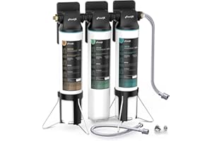 Frizzlife TW15 Sistema di filtraggio dell'acqua del lavello, certificato NSF/ANSI 53 e 42, rimuove il 99,99% di cloro, clorammine, piombo, odori e sapori, filtro per acqua potabile da sottobanco